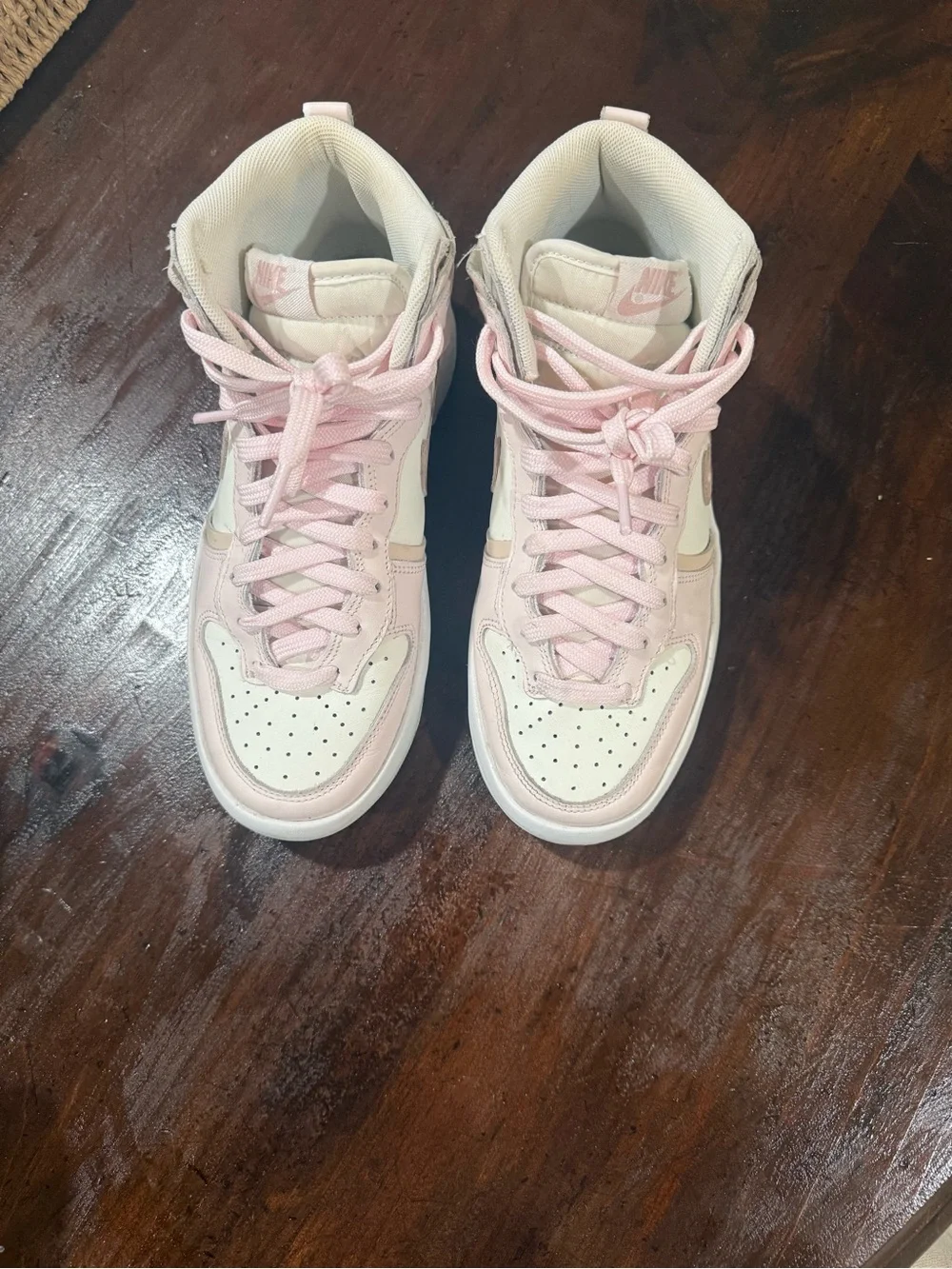 Nike Pink and Cream High-Top Sneakers